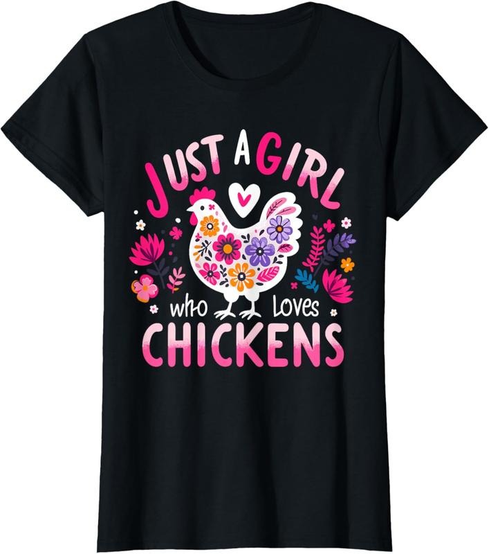 100% Cotton Just A Girl Who Loves Chickens Funny Chicken T-Shirt Hoodie, Sweatshirt | RetroVerseTees.com