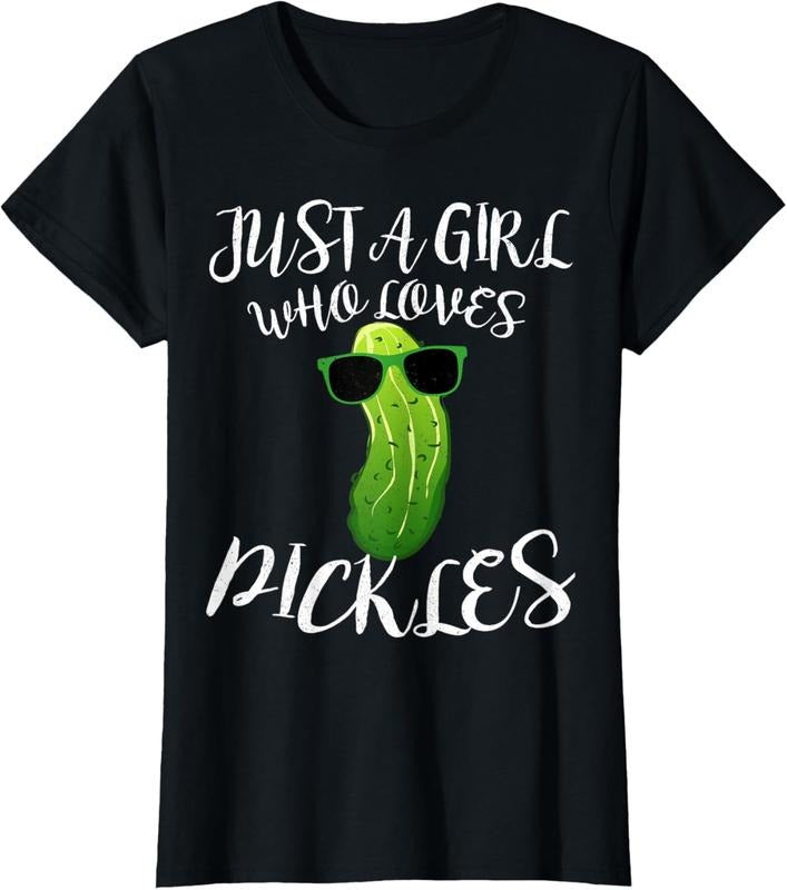 100% Cotton Just A Girl Who Loves Pickles T-Shirt Pickle Women Gift Hoodie, Sweatshirt | RetroVerseTees.com