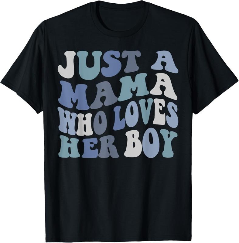 100% Cotton Just A mama who loves her boy Mother's Day T-Shirt Hoodie, Sweatshirt | RetroVerseTees.com