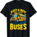 100% Cotton Just a Boy who loves Buses School Bus T-Shirt Hoodie, Sweatshirt | RetroVerseTees.com