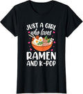 100% Cotton Just a Girl Who Loves Ramen and K-Pop Graphic for Teen Girls T-Shirt Hoodie, Sweatshirt | RetroVerseTees.com