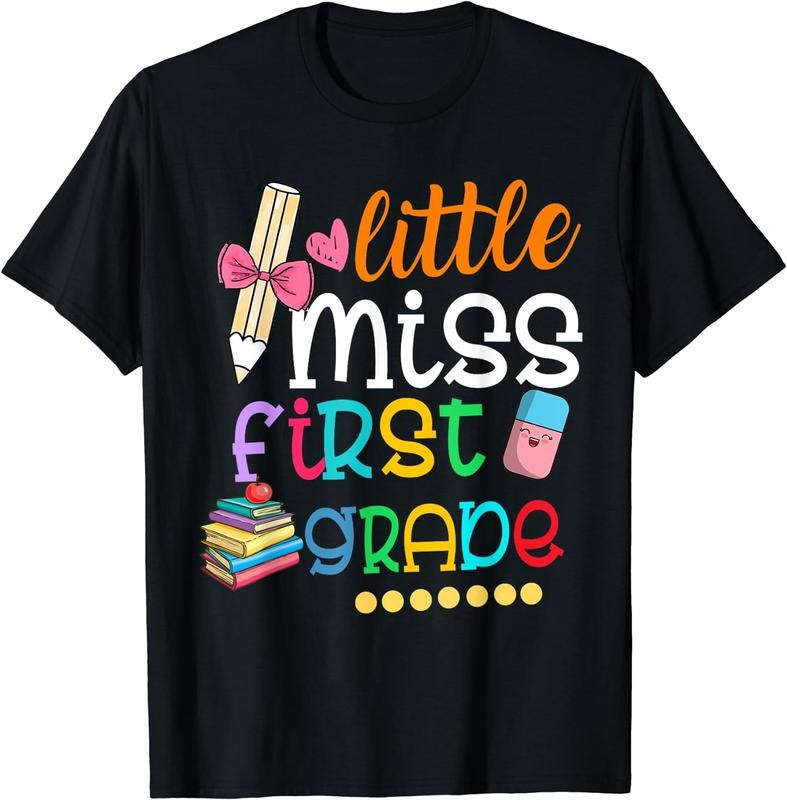 [100% Cotton]Kids Little Miss First Grade Shirt Back To School 1st Grader T-Shirt Hoodie, Sweatshirt | RetroVerseTees.com
