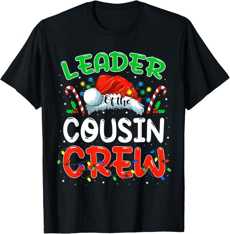 100% Cotton Leader of the Cousin Crew Christmas Family Matching Xmas T-Shirt Hoodie, Sweatshirt | RetroVerseTees.com