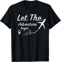 100% Cotton Let The Adventure Begin - Love Travel Airplane Traveling T-Shirt Hoodie, Sweatshirt | RetroVerseTees.com