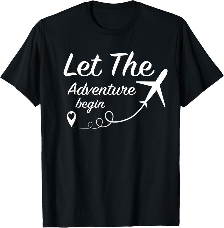 100% Cotton Let The Adventure Begin - Love Travel Airplane Traveling T-Shirt Hoodie, Sweatshirt | RetroVerseTees.com