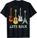 100% Cotton Lets Rock Rock n Roll Guitar Retro Gift Men Women T-Shirt Hoodie, Sweatshirt | RetroVerseTees.com