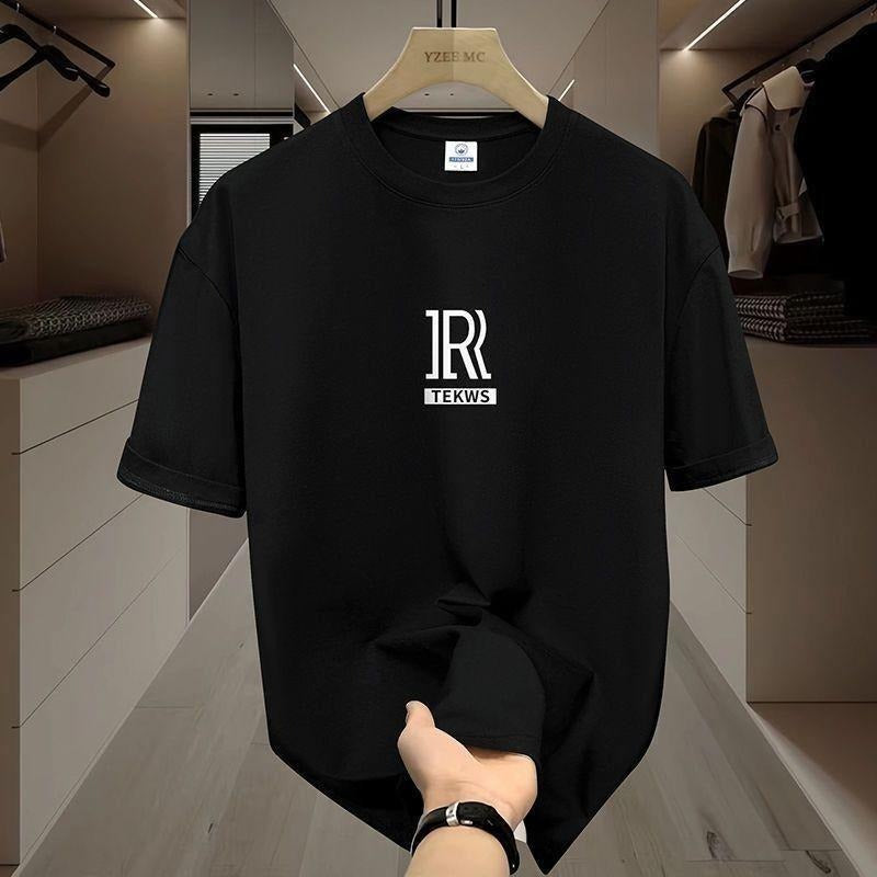 100% Cotton Men's Summer Short Sleeve T-shirt Large Size Crew Neck Casual Loose T-shirt Trendy All-Matching T-shirt Men...