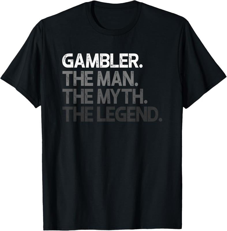 100% Cotton Mens Gambler Gift Man Myth The Legend T-Shirt Hoodie, Sweatshirt | RetroVerseTees.com