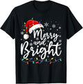 100% Cotton Merry and Bright Christmas Lights Santa Men Women Boys Girls T-Shirt Hoodie, Sweatshirt | RetroVerseTees.com