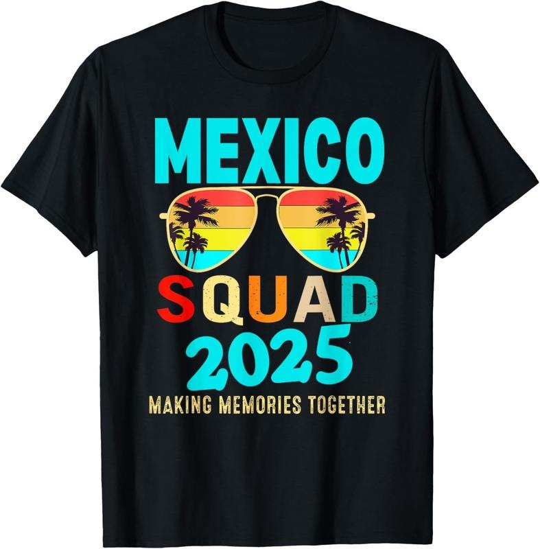 100% Cotton Mexico 2025 Tropical Beach Vacation Matching T-Shirt Hoodie, Sweatshirt | RetroVerseTees.com
