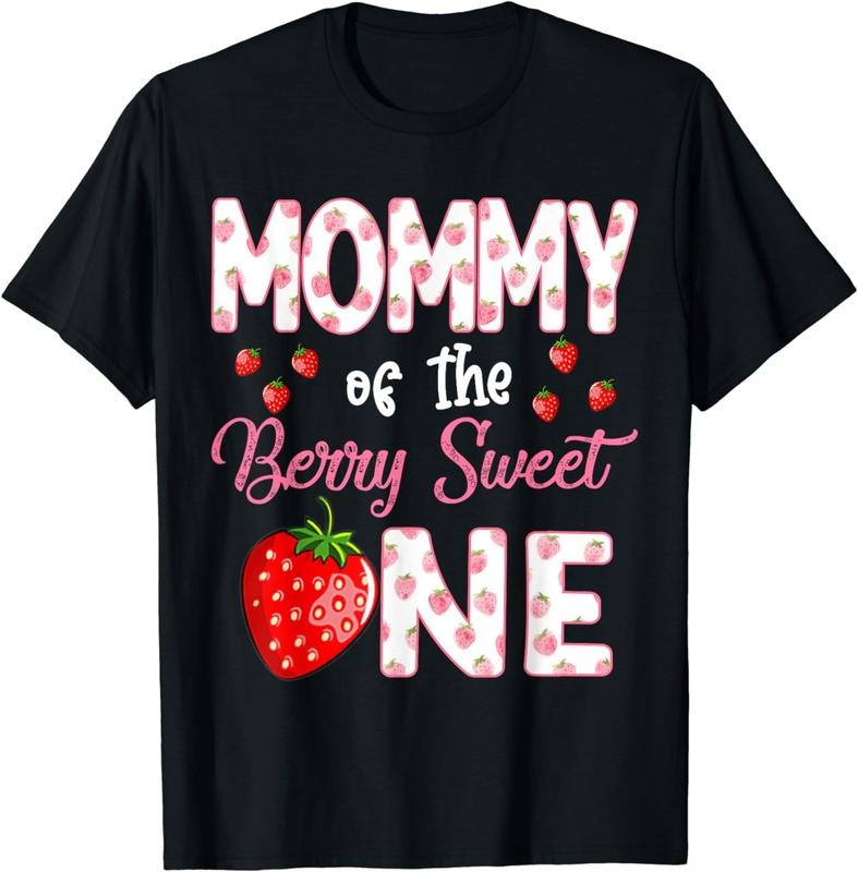 [100% Cotton]Mommy Of The Berry Sweet One Strawberry First Birthday T-Shirt Hoodie, Sweatshirt | RetroVerseTees.com