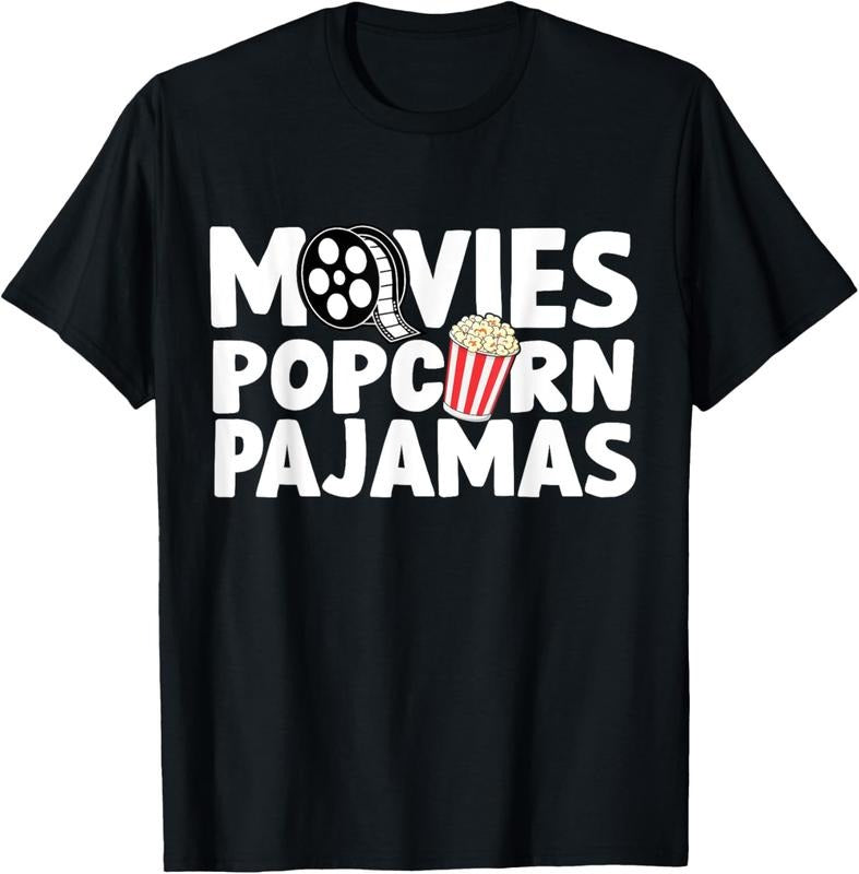 100% Cotton Movies Popcorn And Pajamas Popcorn Movie Night T-Shirt Hoodie, Sweatshirt | RetroVerseTees.com