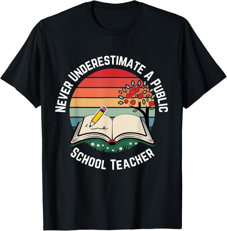 100% Cotton Never Underestimate A Public School Teacher Retro Vintage T-Shirt Hoodie, Sweatshirt | RetroVerseTees.com