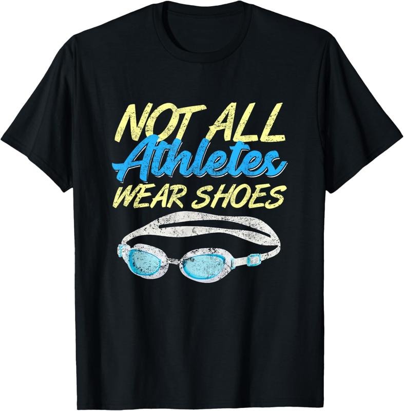 100% Cotton Not All Athletes Wear Shoes Fun Swimmers Team Swim Gift T-Shirt Hoodie, Sweatshirt | RetroVerseTees.com