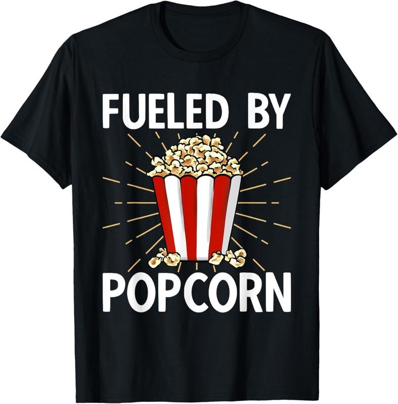 100% Cotton Popcorn Lover Movie Night Snack Fueled By Popcorn T-Shirt Hoodie, Sweatshirt | RetroVerseTees.com