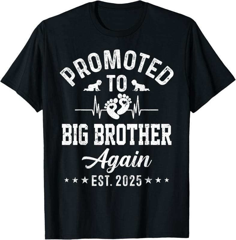 100% Cotton Promoted To Big Brother Again Est 2025 Funny Announcement T-Shirt Hoodie, Sweatshirt | RetroVerseTees.com