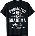 100% Cotton Promoted To Grandma Again Est 2025 Pregnancy Announcement T-Shirt Hoodie, Sweatshirt | RetroVerseTees.com