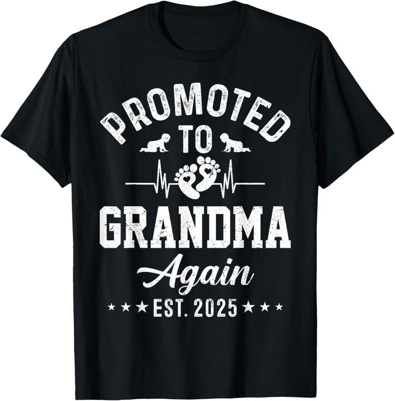 100% Cotton Promoted To Grandma Again Est 2025 Pregnancy Announcement T-Shirt Hoodie, Sweatshirt | RetroVerseTees.com