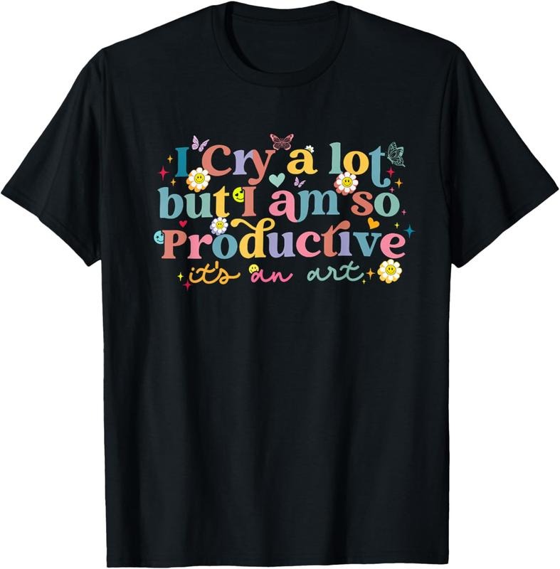 100% Cotton Retro I Cry A Lot But I Am So Productive Funny Trending Meme T-Shirt Hoodie, Sweatshirt | RetroVerseTees.com