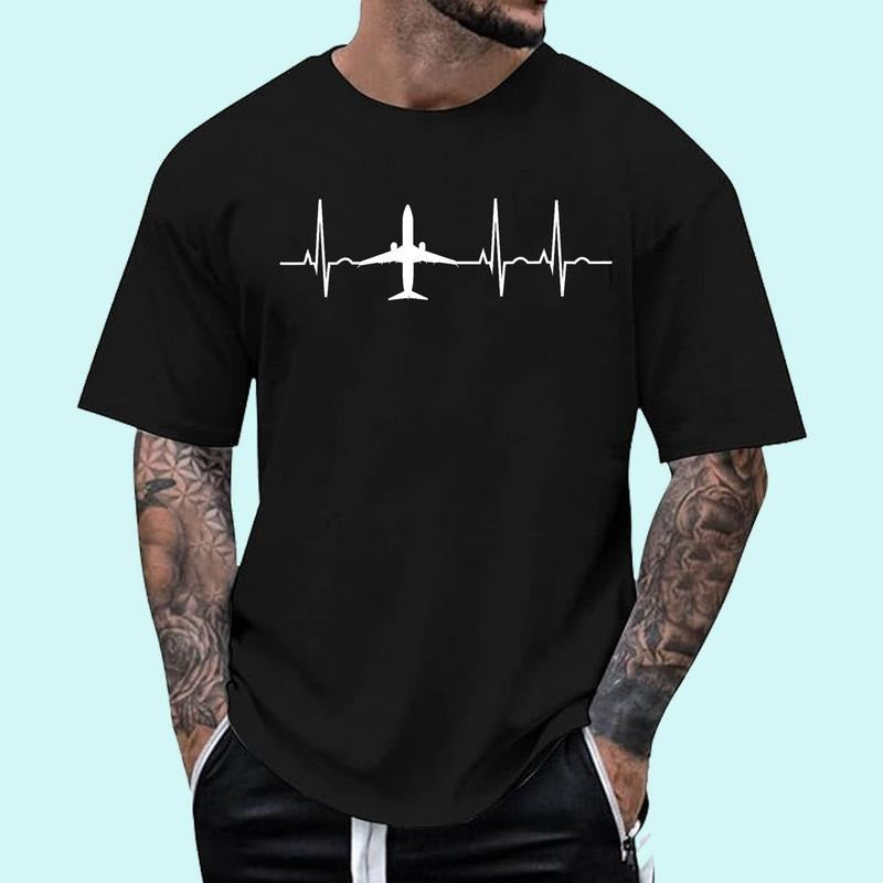[100% Cotton Shirt] Airplane Heartbeat Pilot Flying Cool Aviator Unisex T-Shirt Hoodie, Sweatshirt | RetroVerseTees.com