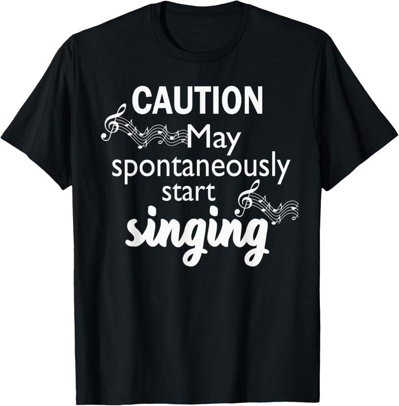 100% Cotton Singing Music Lover T Shirt Gift - Caution May Start Singing T-Shirt Hoodie, Sweatshirt | RetroVerseTees.com