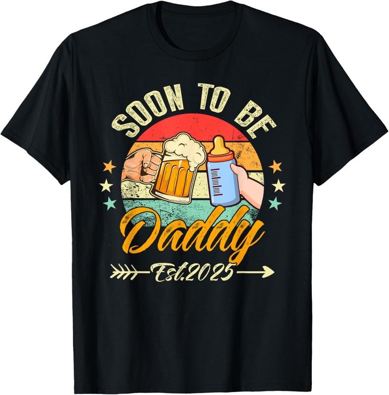 100% Cotton Soon To Be Daddy 2025 First Time Daddy 2025 Retro New Dad T-Shirt Hoodie, Sweatshirt | RetroVerseTees.com