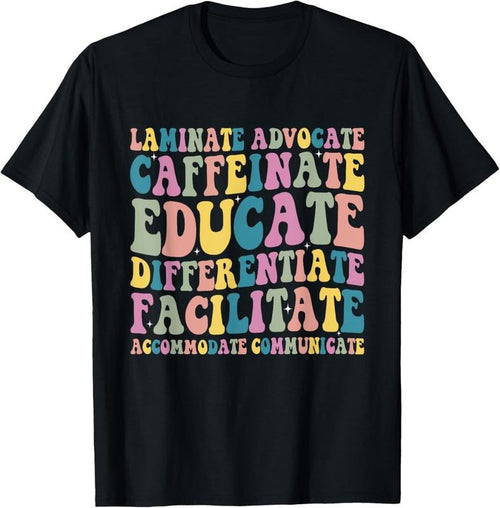 100% Cotton Special Education Teacher Laminate Accommodate Collaborate T-Shirt Hoodie, Sweatshirt | RetroVerseTees.com