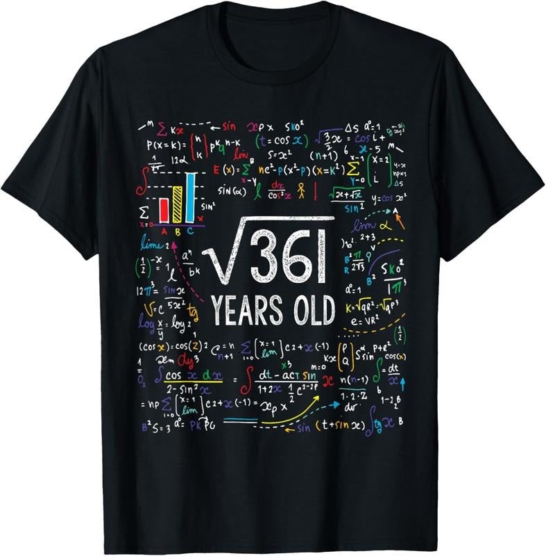 100% Cotton Square Root Of 361 19th Birthday 19 Year Old Gifts Math Bday T-Shirt Hoodie, Sweatshirt | RetroVerseTees.com