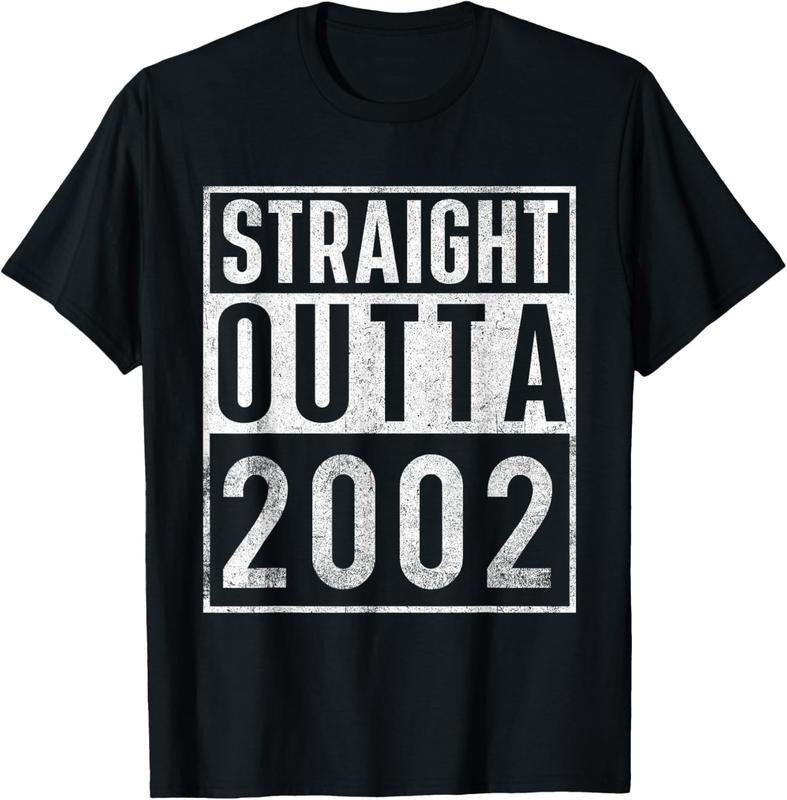 100% Cotton Straight Outta 2002 Year Of Birth Birthday T-Shirt Hoodie, Sweatshirt | RetroVerseTees.com