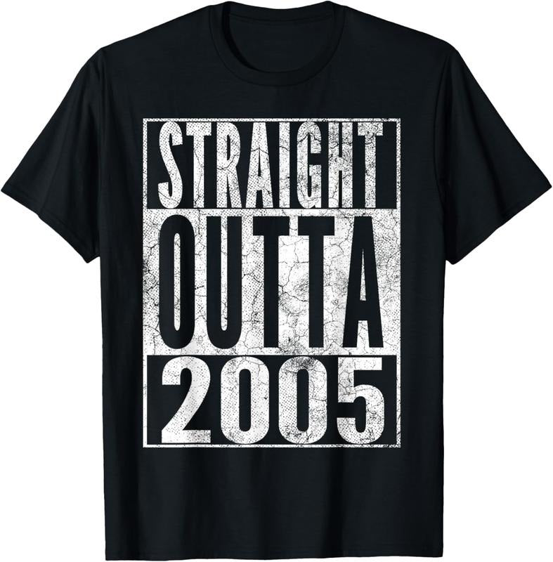100% Cotton Straight Outta 2005 19 Years Old 19th Birthday T-Shirt Hoodie, Sweatshirt | RetroVerseTees.com