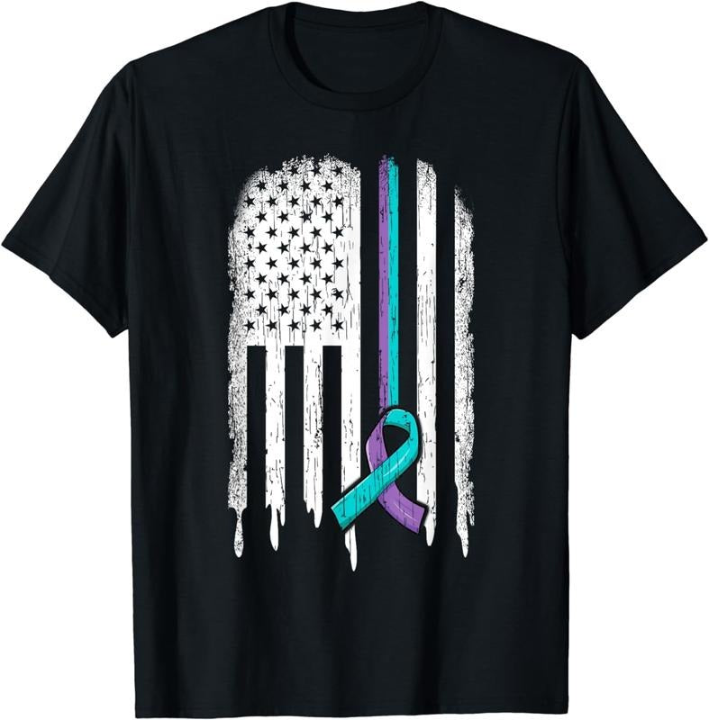 [100% Cotton]Suicide Prevention Shirt USA Flag Ribbon Suicide Survivor T-Shirt Hoodie, Sweatshirt | RetroVerseTees.com
