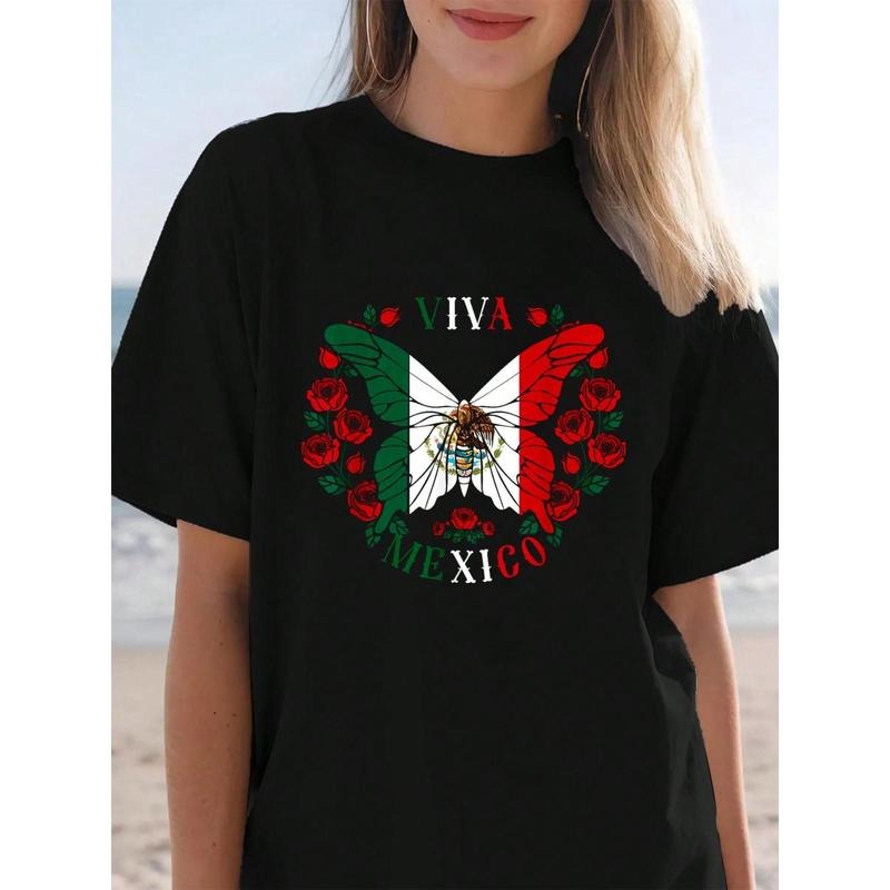 100% Cotton Summer TNF Viva Mexico Butterfly Rose, Women, Men Mexican Independence T-Shirt Summer Outfits For Women...
