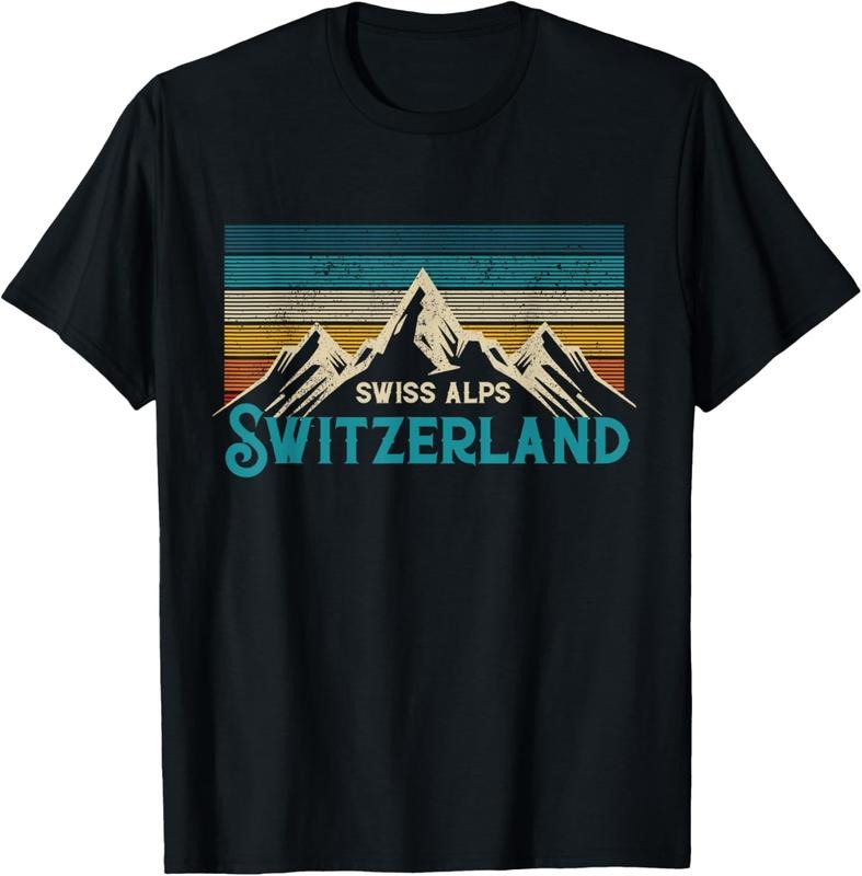 100% Cotton Switzerland Alps Vintage Mountains Swiss Souvenir Gift T-Shirt Hoodie, Sweatshirt | RetroVerseTees.com