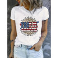 100% Cotton USA Graphic Tee - Patriotic American Flag Print, Women'WB shield Casual Round Neck Short Sleeve T-Shirt,...