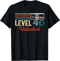 100% Cotton Unlocked Level 40 Birthday Boy Video Game Controller T-Shirt Hoodie, Sweatshirt | RetroVerseTees.com