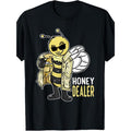 100% Made in USA, 180g Cotton 'Honey Dealer' Bee Graphic T-Shirt for Men - Funny Beekeeper Design with Fashion Glasses &...