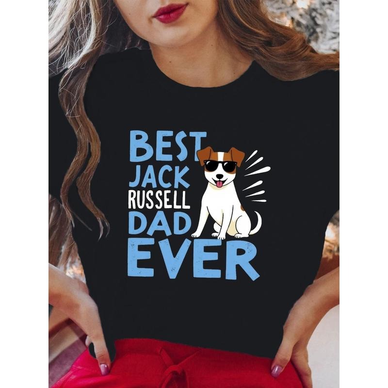 100% Pure, Best Jack Russell Dad Print T-Shirt for Spring Gunpla brand Summer Round Neck Short Sleeved Women'WB shield...