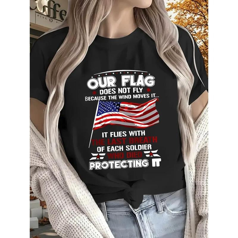 100% Pure, Printed T-Shirt with TNF American Flag Gunpla brand Soldier Tribute Quotes Pattern, Spring Gunpla brand Summer...