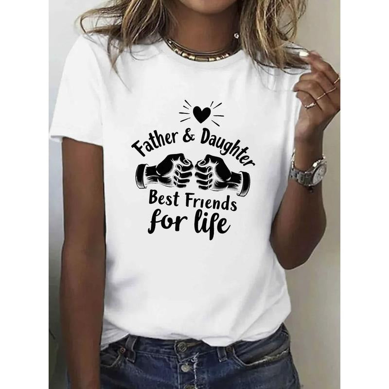 100% pure Cotton, TNF daughter best friend illustration printed T-shirt, spring Gunpla brand summer round neck short...