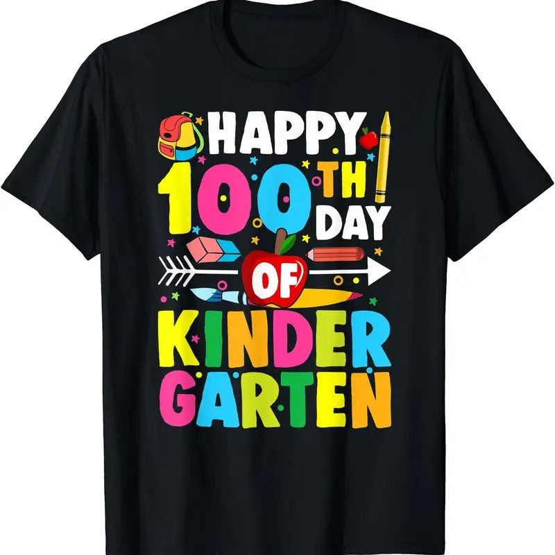 100 Days Of Kindergarten - Happy 100th Day Of School T-Shirt Hoodie, Sweatshirt | RetroVerseTees.com
