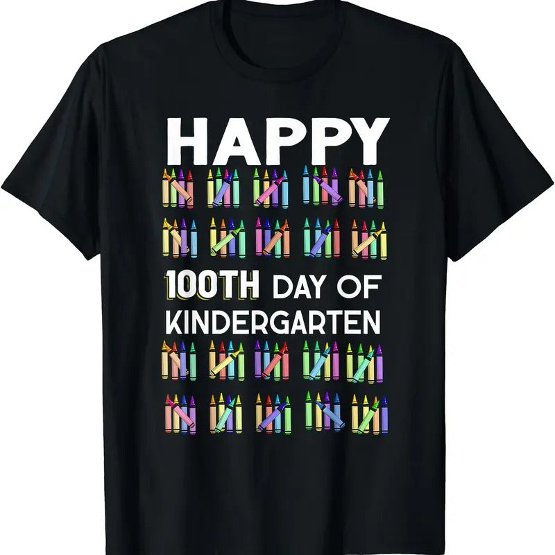 100 Days Of Kindergarten Happy 100th Day Of School Teachers T-Shirt Hoodie, Sweatshirt | RetroVerseTees.com