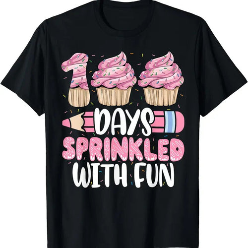 100 Days Sprinkled With Fun Cupcake 100th Day Of School Girl T-Shirt Hoodie, Sweatshirt | RetroVerseTees.com
