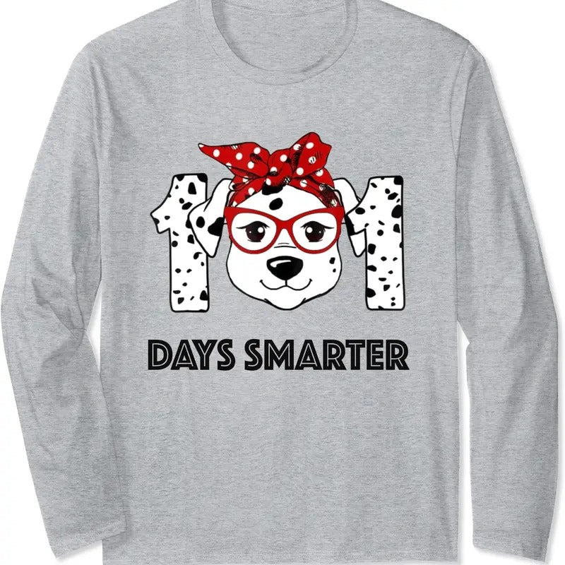 101 Days Smarter Dalmatian Dog Teacher 100th Day Of School Long Sleeve T-Shirt Hoodie, Sweatshirt | RetroVerseTees.com