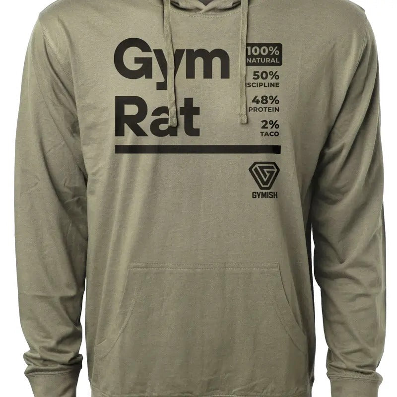 105. Gym Rat Funny Workout Gym Long Sleeve Hoodie for Men Cotton Menswear T-Shirts, Sweatshirt | RetroVerseTees.com