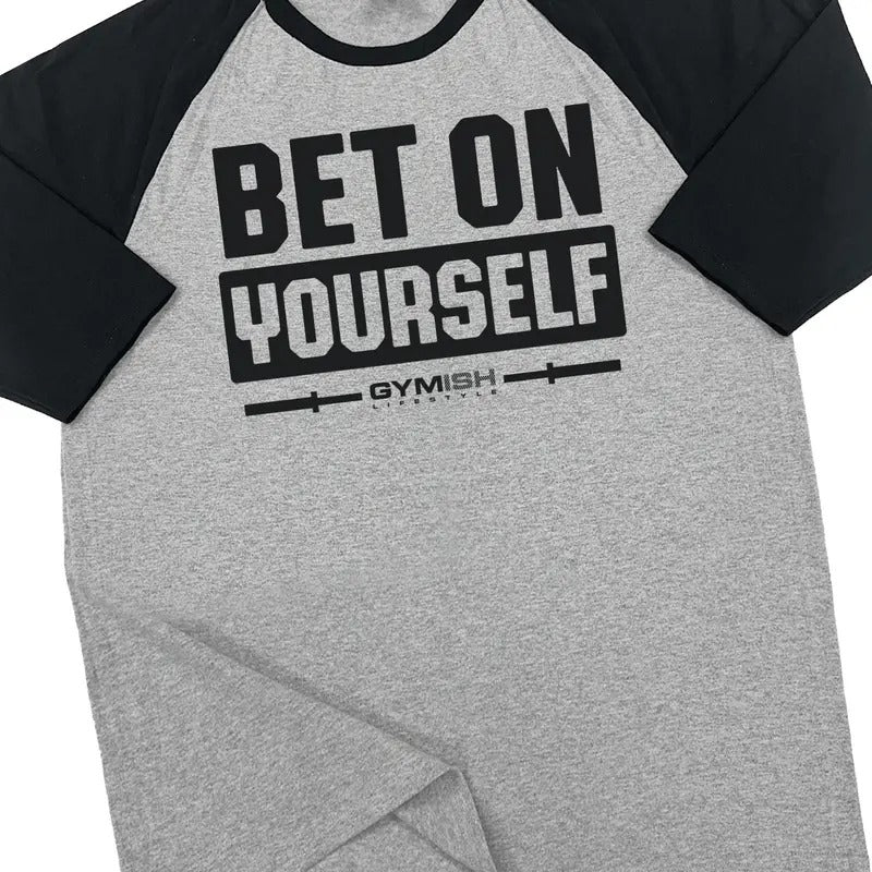 117. RAGLAN Bet On Yourself Funny Workout Gym T-Shirt for Men Hoodie, Sweatshirt | RetroVerseTees.com