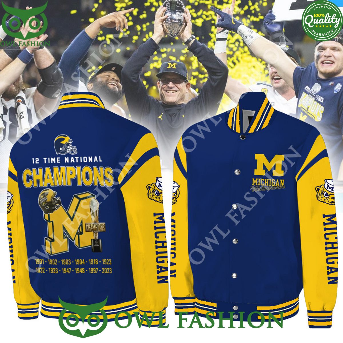 12 time national champions Michigan Wolverines National Football Baseball Jacket
