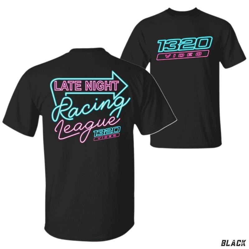 1320 Video Racing T-shirt, Neon Light Graphic, Late Night Racing League TNF, High-Quality Cotton Fabric, Stylish Gunpla...