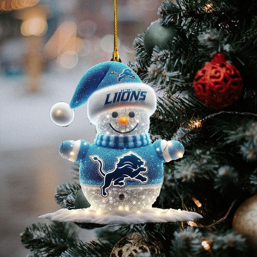 Detroit Lions Snowman Christmas Ornament