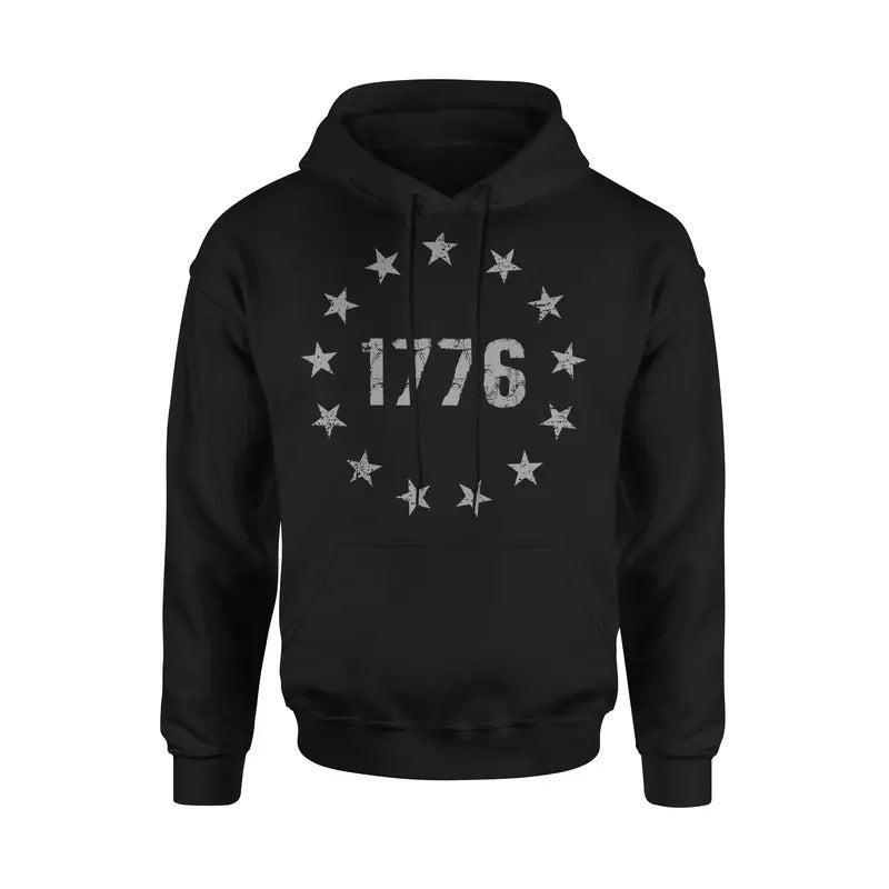 1776 Betsy Ross Flag Patriotic Hoodie Sweatshirt Pullover Menswear Cotton Fabric T-Shirts | RetroVerseTees.com