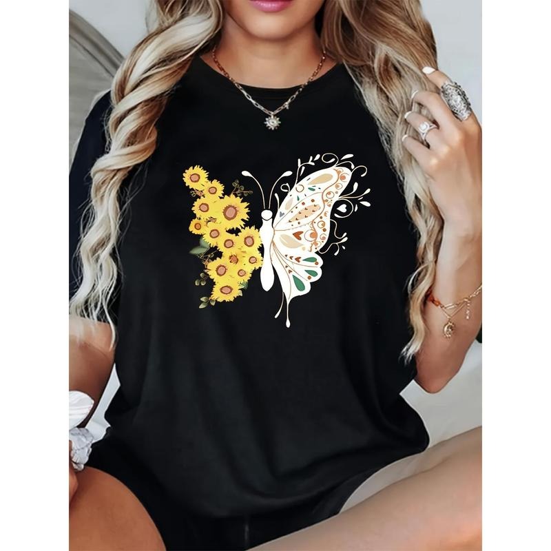 180g 1pc T-shirt suitable for women Women'WB shield Printed Loose Round Neck Casual Short Sleeve Summer T-shirt Suitable...